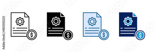 Operational Cost Icon Set Multiple Style Collection