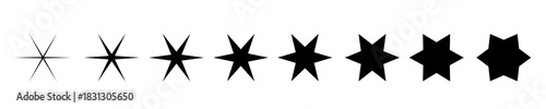 A view of a variations of a 6-sided star shape.