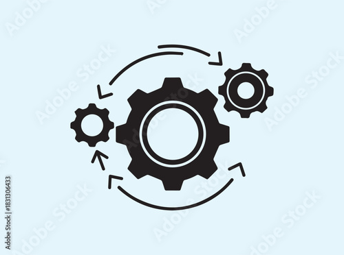 Interlocking Cogwheel Silhouette Isolated on White
