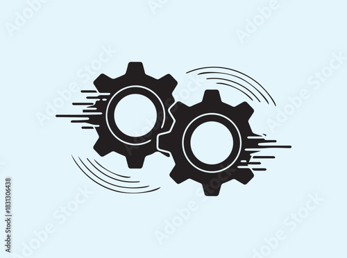 Industrial Gear Mechanism Silhouette with Motion Detail
