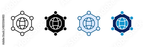 Global Network Icon Set Multiple Style Collection