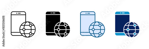 Digital Globalization Icon Set Multiple Style Collection