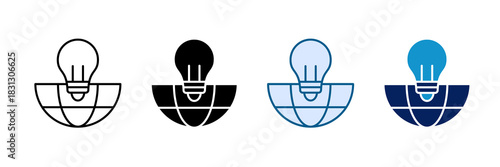 World Innovation Icon Set Multiple Style Collection