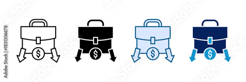 Borderless Business Icon Set Multiple Style Collection