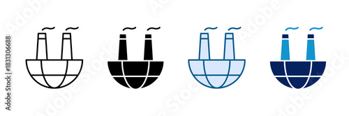 World Factory Icon Set Multiple Style Collection