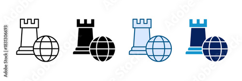 Global Strategy Icon Set Multiple Style Collection