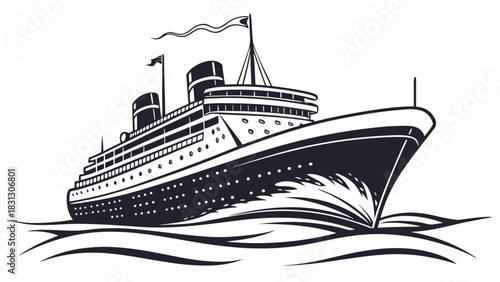 Cruise Ship Ocean Vector