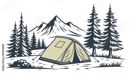 Camping Tent Landscape Vector
