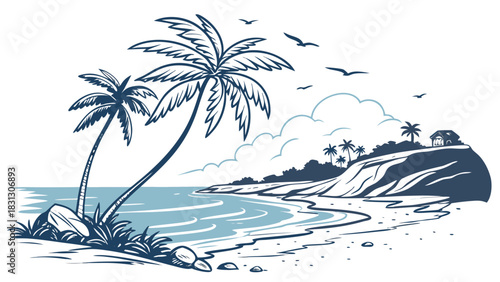  Tropical Beach Relaxation Vector