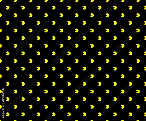 A view of a classic arcade maze game pattern, as a background.