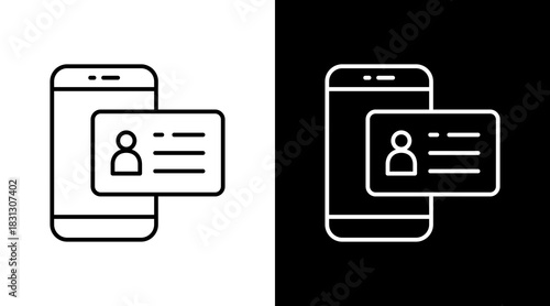 Mobile Id Outline White Icon Set Design