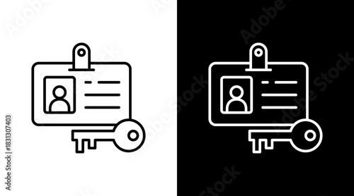 Access Pass Outline White Icon Set Design
