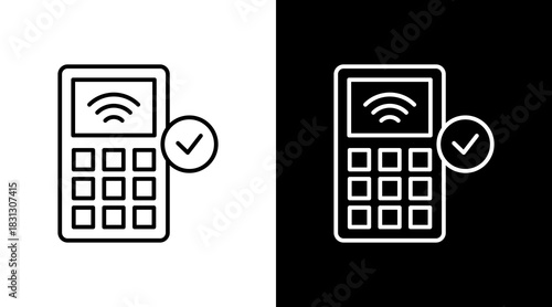 Pin Pad Outline White Icon Set Design