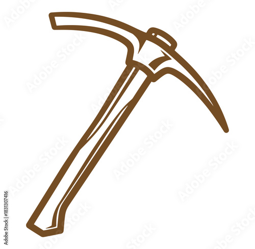 Brown pickaxe illustration simple design for mining exploration and construction industry