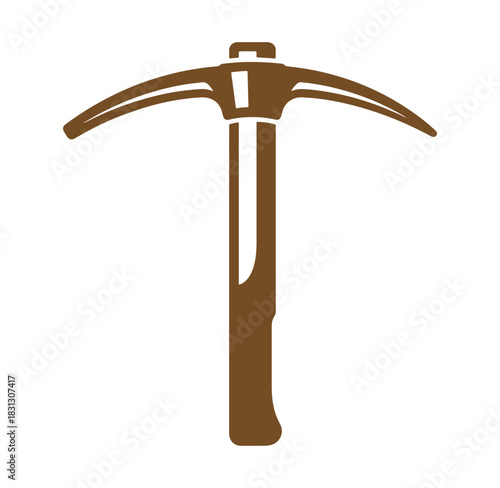 Brown pickaxe illustration simple design for mining industry or construction concepts