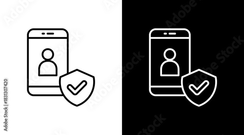 Security Shield Outline White Icon Set Design