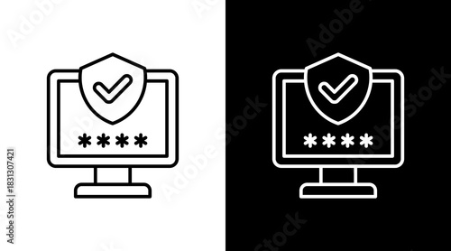 Two Factor Outline White Icon Set Design