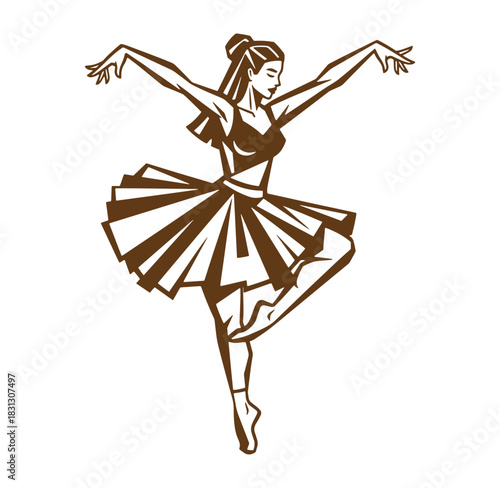 Elegant ballerina in silhouette performing a ballet dance with graceful movement and pose