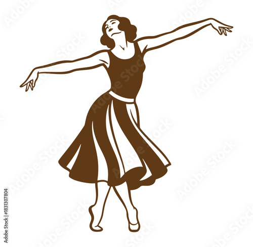 Graceful silhouette of a ballerina in mid-dance posing elegant movement and artistry