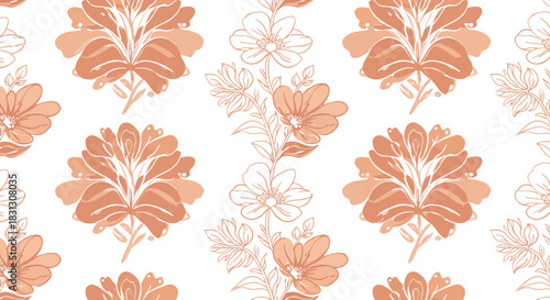 floral pattern design with retro colors evoking a vintage aesthetic perfect for textile prints wallpapers and creating elegant and stylish backgrounds.