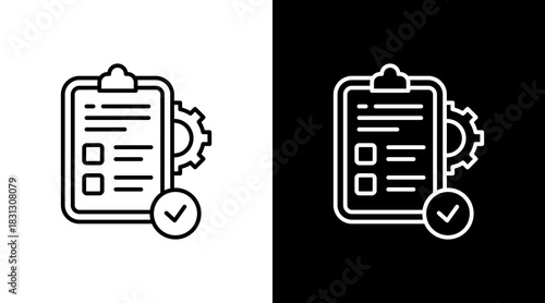 Task Board Outline White Icon Set Design