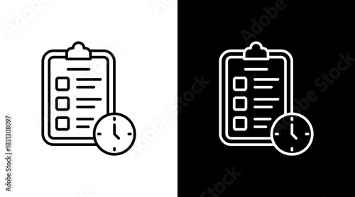 Task Timer Outline White Icon Set Design