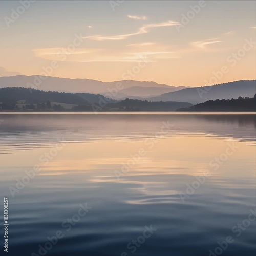 Wallpaper Mural Serene Sunset Over Calm Lake with Distant Mountains. Torontodigital.ca