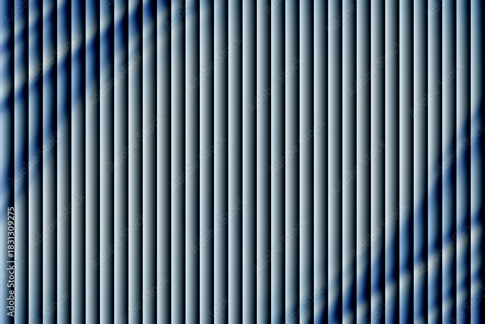 Obraz premium Abstract pattern of vertical blinds with subtle blue shadow shapes creating a modern, textured background or wallpaper design