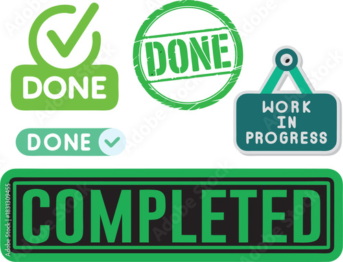 A Icon stamp of complete and done vector