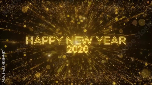 026 Countdown Fireworks – Happy New Year Wish Animation Background