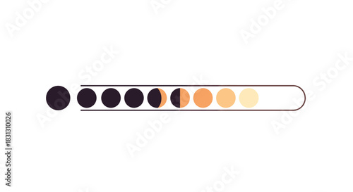 Phases of the moon loading bar showing completion illustrating progress and astronomy concepts perfect for educational material about lunar cycles.