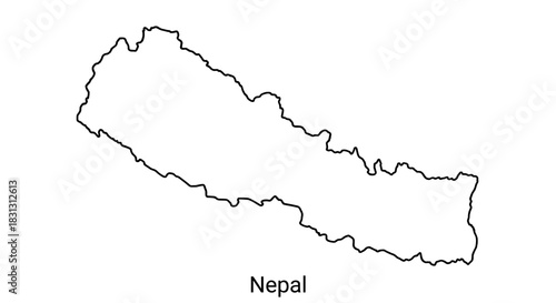 Outline map of Nepal, a country in South Asia, with a simple black border.