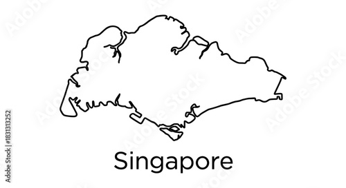 Outlined graphic of Singapore's geographical shape, a country in Southeast Asia.