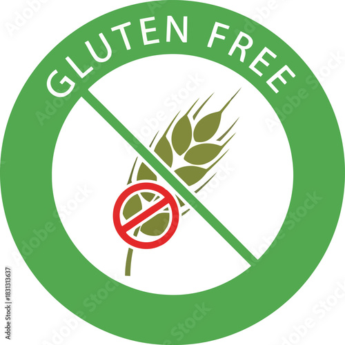 Certified gluten free food symbol icon vector graphic circle label allergen information ingredient restrictions vector