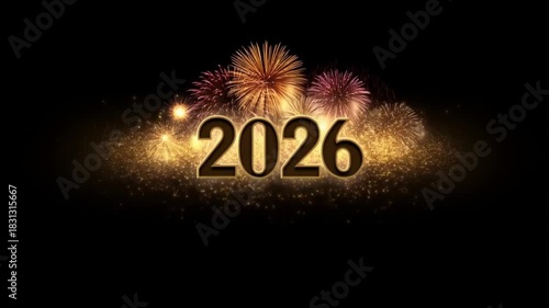 2026 New Year Celebration with Glowing Particles Background – Sparkling Festive Lights
