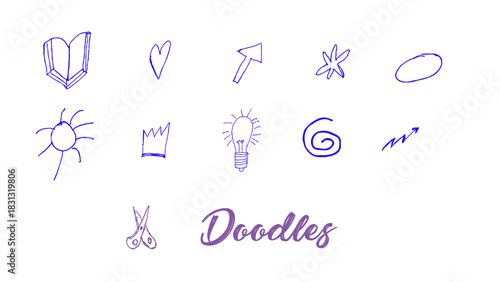 Hand Drawn Doodle Icons Collection on White Background