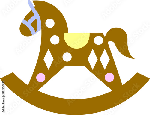 Cute Rocking Horse Mascot SVG — Children Illustration & Nursery Decor, 귀여운 목마 마스코트 (SVG) — 어린이 일러스트 & 유아용 소품, かわいい木馬マスコット SVG — 子供向けイラスト＆ベビー用品