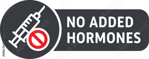 Certified no added hormones seal product label graphic health food medical safety stamp vector
