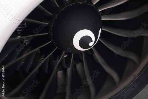 Close Up of Aircraft Jet Engine Turbine