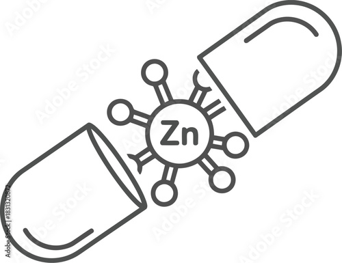Zinc capsule icon representing immune support and health supplement science for medical and wellness concepts vector
