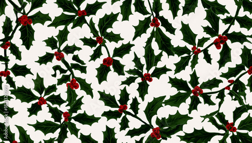 Festive holly garlands illustration for holiday decor
