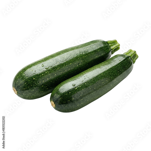 Fresh zucchini vegetables with glossy skin and water droplets