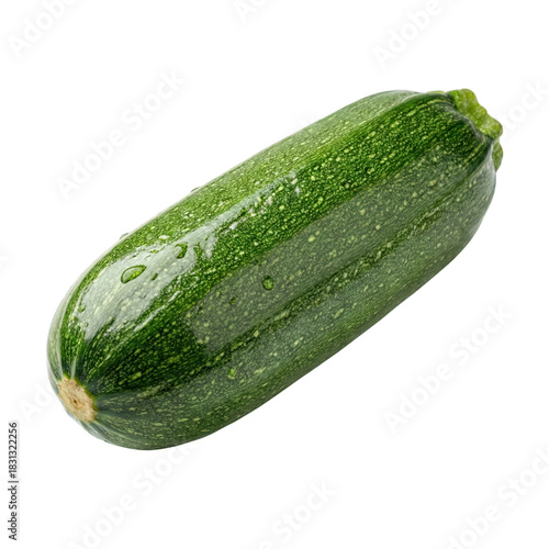Fresh zucchini with water droplets, vibrant green color, healthy vegetable