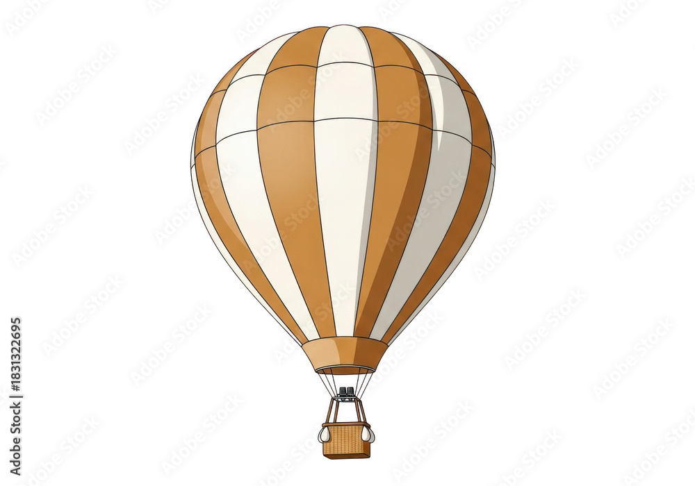 Obraz premium Brown and white striped hot air balloon isolated on transparent background