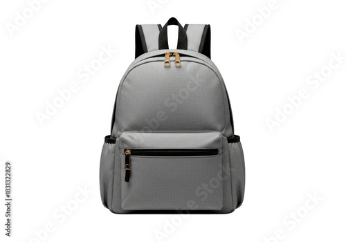 Gray backpack isolated on transparent background