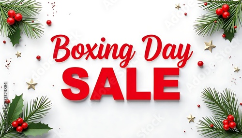 Bold Boxing Day Sale Promotion: Exclusive Event on December 26th,  Boxing Day sale advertisement, banner, poster, Festive social media, banner, poster, header for website, created with generative ai