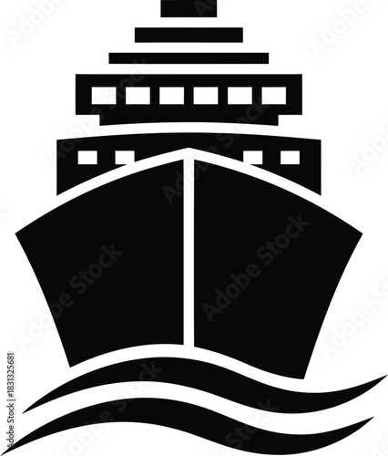 Modern cruise ship icon sailing on ocean waves for travel and vacation themes vector
