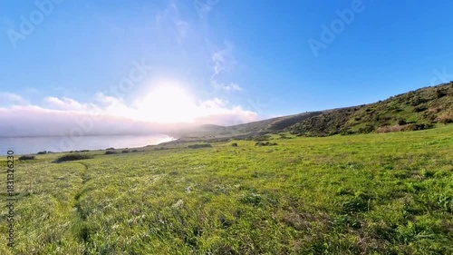 Panning to Views of the Pacific Ocean from Santa Rosa Island in Channel Islands National Park