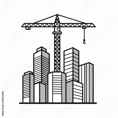 Cityscape under Construction A Modern Urban Development Scene.