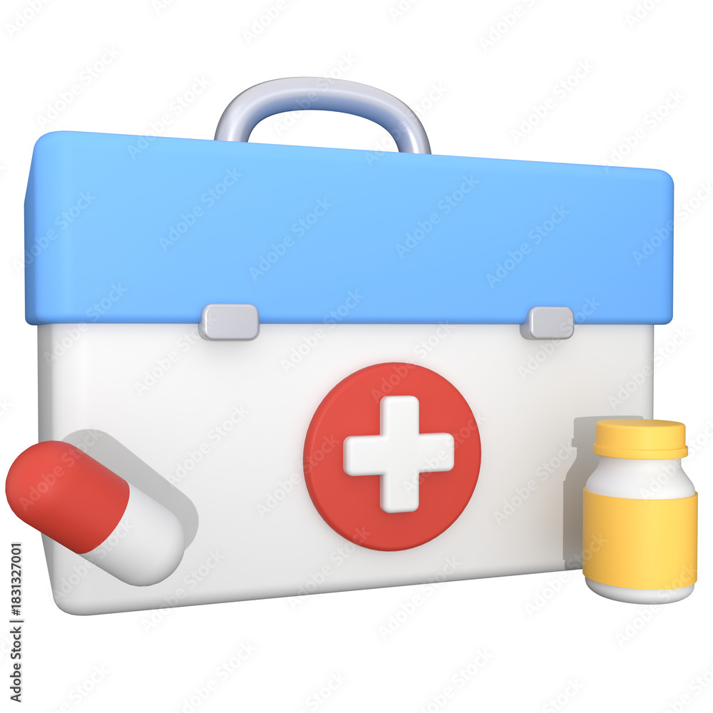 Fototapeta premium First Aid Kit Nature 3D Illustration